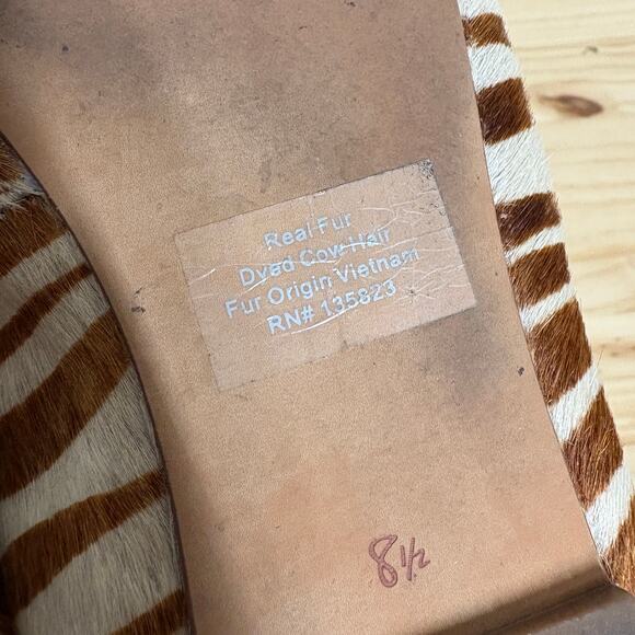 Sam Edelman 8.5 Fur Dyed Cow Hair Felicia Luxe Ballet Shoes Brown Zebra Print - Picture 9 of 11